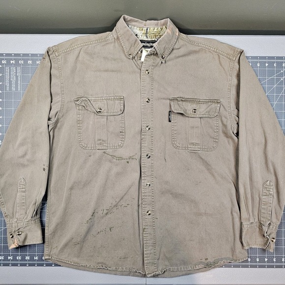 Remington Work Shirt Large Heavy Twill Grunge Biker Mechanic Utility Outdoor - Picture 1 of 14